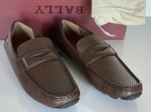Bally Perforated Men's Calf Leather Driver Loafers Coconut 11 D US 6231354 NIB - Picture 1 of 10