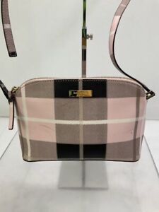 Kate Spade Pink Black Plaid PVC Crossbody Bag