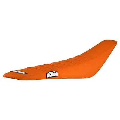 2018-2024 KTM SX 85 SEAT COVER By Enjoy MFG   ALL ORANGE / ORANGE RIBS #161 LOGO - Image 1 of 3