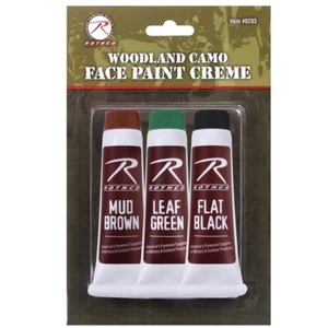 Camouflage Camo Face Paint Creme Tubes - Leaf Green, Mud Brown, Flat Black - Picture 1 of 3