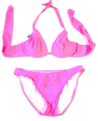 Traje de baño bikini de tiro bajo halter rosa claro Sunsets talla XS parte superior, parte inferior M  Foto 1 de 3