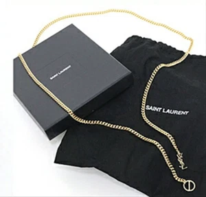 Yves Saint Laurent YSL Monogram Charm Chain Belt Gold-tone Women Length 104.5cm - Picture 1 of 9