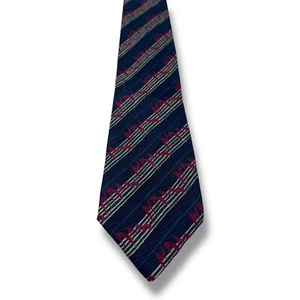 Vintage Giorgio Armani Neck Tie Men's Blue Red Striped 100% Silk Geometric - Picture 1 of 6