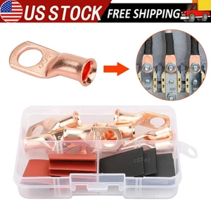 20 Stck. 1/0 AWG Stärke Kupfer Kabelschuhe mit rot & schwarz Schrumpfring Klemmen Set - Bild 1 von 11