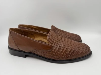 Zapatos sin cordones Stanley Blacker para hombre de cuero marrón hechos en Italia talla 9 Foto 1 de 4