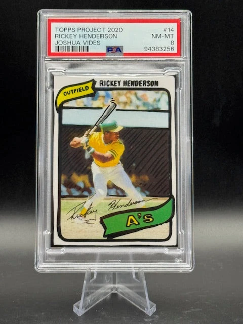Topps Project 2020 #14 Rickey Henderson by Joshua Vides /1221 PSA 8 - Image 1 of 2