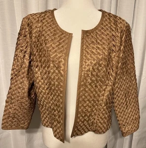 Margaret Godfrey Boho Band gewebt Wildleder Leder Bolero Cropped Jacke Gr 14 - Bild 1 von 10