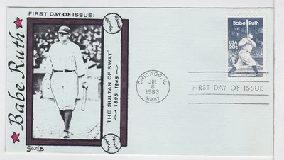TurtlesTradingPost- Babe Ruth   1983 #2046 FDC- Garik Cachet - Image 1 of 2