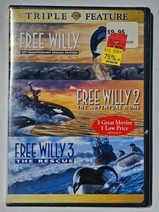 Free Willy 1 /Free Willy 2 /Free Willy 3 (DVD, 2006 2-Disc Set Dual) Trilogy NEW - Imagen 1 de 8