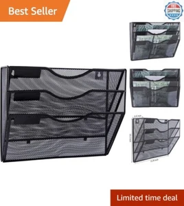 Durable Mesh Hanging Wall File Organizer - 3 Pocket Design for Office & School - Picture 1 of 10