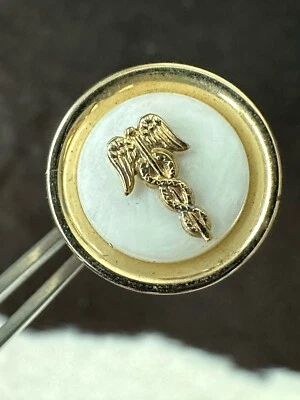 Foster Caduceus Gold Tone MOP Medical Doctor VTG Single Cuff Link - Image 1 of 4