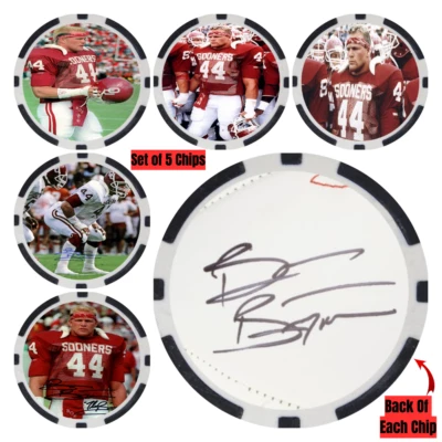 Juego de fichas del Salón de la Fama del Fútbol Americano Universitario Brian Bosworth Oklahoma (5) - FIRMADO Foto 1 de 2