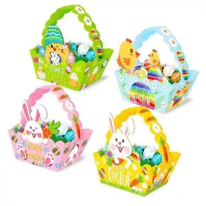 4Pcs Bunny/Chick Easter Paper Baskets Bunny Egg Chicken Boxes Children Crafts - Picture 1 of 12