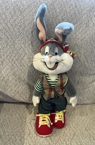 Peluche Bugs Bunny poupée portant jean gilet à carreaux bas casquette - Vintage - Photo 1 sur 5