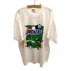 Vintage 90s Snickers Chocolate Bar T-Shirt France 1998 FIFA World Cup - Bild 1 von 4