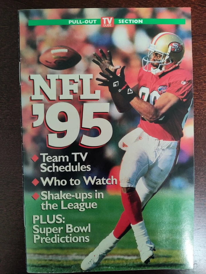 Guía de TV de programación de sección extraíble de la NFL 1995 - Jerry Rice en la portada. Foto 1 de 1