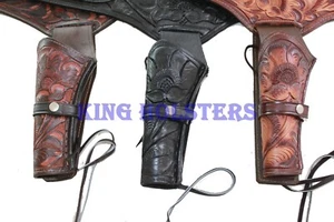 TJAYZ 22 Cal Tooled Holster Gun Belt Drop Loop LEATHER Western RIG SASS Cowboy - Picture 1 of 28