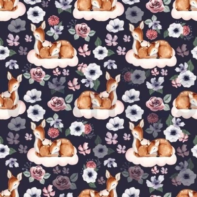 Meterware, ab 0,5 m:  Designer BW-Jersey GOTS "Bambi", 142 cm breit (€ 12/qm) - Bild 1 von 3