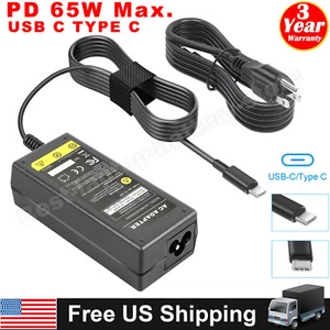 65W Type-C AC Adapter For Acer Chromebook Spin 11 13 R13 14 USB Laptop Charger - Picture 1 of 16