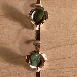 Vintage Gold Tone Earrings with Faux Pearls and Faux Jade Stones - Picture 1 of 7