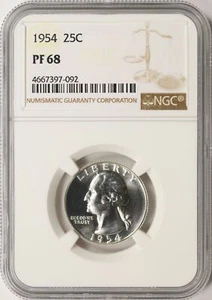 1954 25c Proof Washington Quarter NGC PF68 - Picture 1 of 4