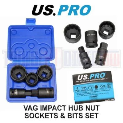 US PRO 5 Pc 1/2" Dr 12 Point Hub Impact Socket & Bit Set for VAG Vehicles 2085 - Image 1 of 4