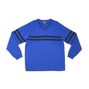 Vintage 90s Eddie Bauer Ebtek blue and black stripe wool knit sweater Mens M