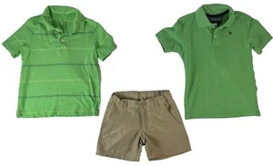 4T- Spring Green Short Sleeve Shirt, Khaki Short, Hilfiger Nautica Gap Lot of 3 - Picture 1 of 15
