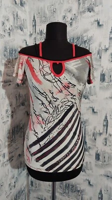 Save the Queen женщин Топ sz XL многоцветный в полоску с плеч Топ y2k  - Изображение 1 из 4