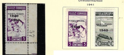 Venezuela: 1940; Scott 376-377, +double overprint corner, good error, MH EBV1066 - Image 1 of 2