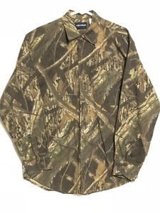 Shadow Branch Mens Sz M Camouflage Denim Twill Shirt Hunting Mossy Oak Euc Vtg - Picture 1 of 5
