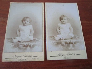 AK-8) DOS ANTIGUAS FOTOS DE GABINETE NIÑO TALLER AUGUST JEHLE BASEL ALREDEDOR DE 1910 - Imagen 1 de 4