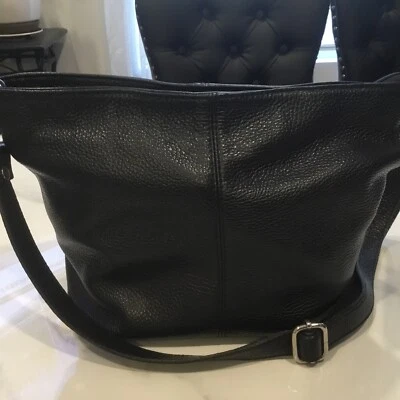 BOLSO BANDOLERA BORSE IN PELLE CUERO NEGRO HECHO EN ITALIA Foto 1 de 4
