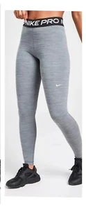 NIKE PRO .. LADIES PALE GREY DRI-FIT FULL LENGTH LEGGINGS SZ M - Picture 1 of 5