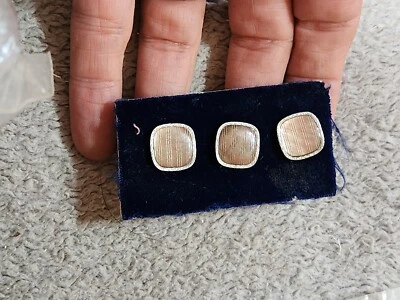 Lot 3 Vintage Pink-ish, SRRIPED Abalone? Formal TUXEDO STUDS Buttons - Image 1 of 4