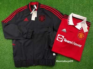 Adidas Men's Manchester United Anthem Jacket & Home Soccer Jersey, Size M - Picture 1 of 12