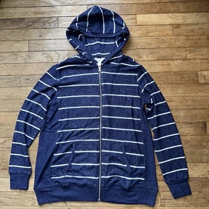 Market & Spruce Blakely Zip Up Hooded Brushed Knit Sweatshirt Blue Large NWT - Picture 1 of 7