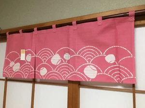 Kyoto Noren SB Japanischer Batik Türvorhang Nami Wave Rose 85cm x 30cm - Bild 1 von 7