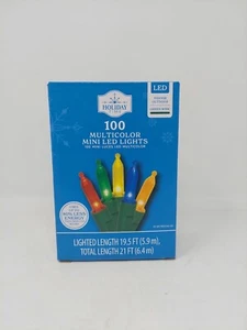 Holiday Time 100-Count Multi-Colored Mini LED Holiday Lights Green Wire - Picture 1 of 5
