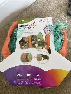SmartyKat Fringe Frenzy 3-In-1 Play Hide Zoom 9" x 20" Cat Chute Tunnel Toy - Image 1 of 3