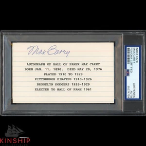 Max Carey signed 3x5 Index Card PSA DNA Slabbed Baseball HOF Auto C4552 - Picture 1 of 1
