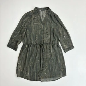 KENSIE Wood Print Sheer Tunic Top SZ 8 Drawstring Waist Woodland Nymph Fairy - Picture 1 of 6