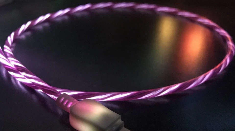 Cargador de cable de sincronización de datos de carga USB CON LUZ LED FLUIDA PARA SAMSUNG LG HTC MICRO Foto 1 de 4