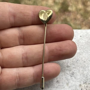 Vtg Letter O Heart Shaped Gold Tone Lapel Collar Hat Stick Pin Retro Bride Gift - Picture 1 of 3