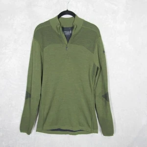 Smartwool Sweater Men's Medium Merino Wool Quarter Zip Pullover Green Intraknit - Picture 1 of 10