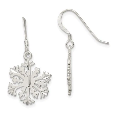Sterling Silver Christmas Gift Snowflake Drop Dangle Earrings L 40mm, W 14mm - Image 1 of 4