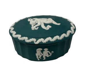 Impresionante caja cubierta de jaspe Wedgwood verde abeto - Imagen 1 de 7