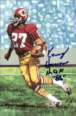 Cartão postal Ken Houston HOF autografado/inscrito linha de gol arte GLAC Redskins JSA - Imagem 1 de 2