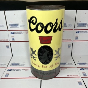 VTG Coors Flat Top Banquet Beer Metal Trash Can 1970s Man Cave Bar - SAME DAY - Picture 1 of 11