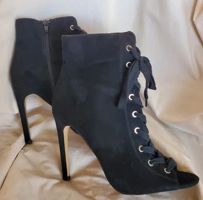 Black Mix No. 6 "camurça" biqueira aberta com cadarço espartilho fribeth salto alto tamanho 7,5 - Imagem 1 de 4